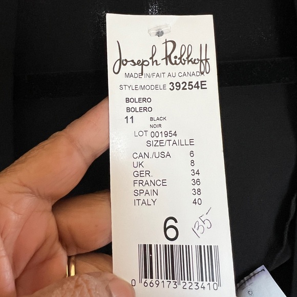 Joseph Ribkoff Black Ruched Sleeve Bolero Shrug NWT Formal Evening Cropped - Picture 5 of 6